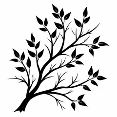 Minimalist Black Silhouette Branches Vector Design