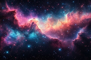 Fototapeta premium Outer Space Glowing Stars and Cosmic Dust Streams