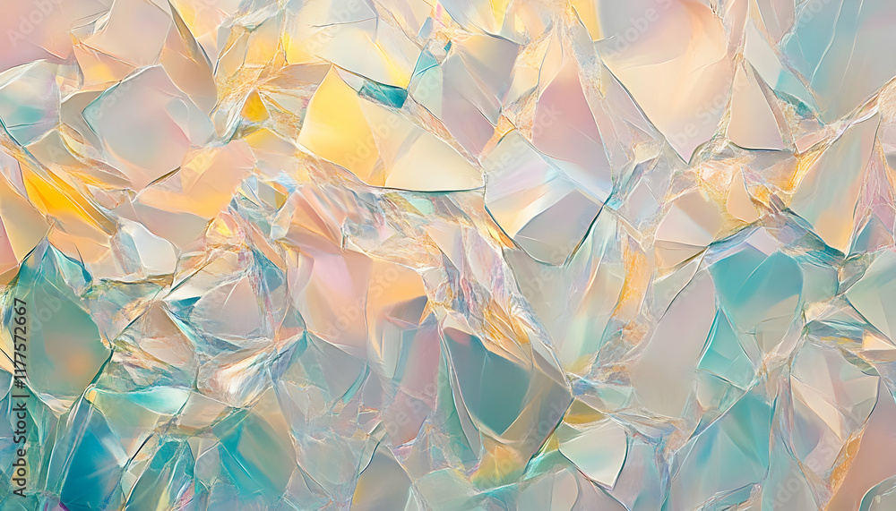 Poster abstract iridescent texture background image, featuring pastel shades and fragmented shapes. ideal f