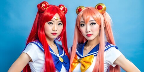 Cosplayers embody iconic characters with vibrant costumes and striking styles during a lively convention event
