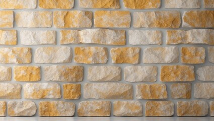 A wall made of stone blocks with a yellowish color