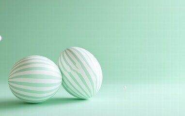 Obraz premium Minimalistic pastel eggs with clean stripes hovering on a light mint green background