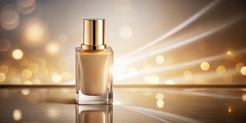 Minimalist Liquid Foundation Bottle on Light Background - Surreal Photography Stock Photo