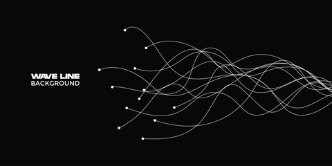 smooth flowing wave dot end halftone lines dynamic white color isolated on transparent background concept of technology, digital, communication, science, music vector illustration