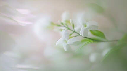 view of jasmine buds, showcasing the delicate texture and soft, white petals. | Jasmine 