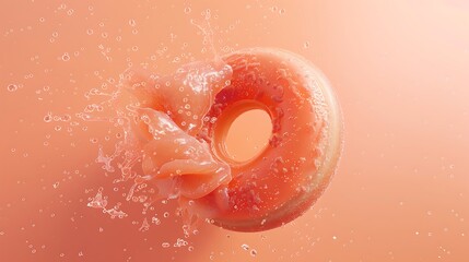 Fototapeta premium Donut shaped like a spiral galaxy on peach background