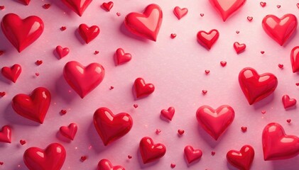 Red and pink hearts seamless pattern background, symbol, beautiful