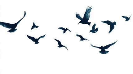 Fototapeta premium A Flock of Birds in Flight: A Silhouette of Freedom