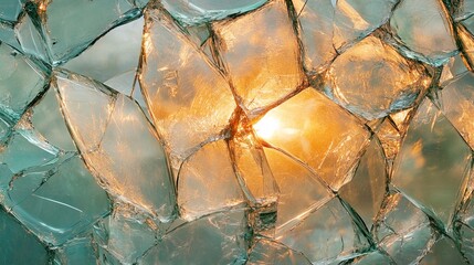 The intriguing beauty of shattered glass a close-up
