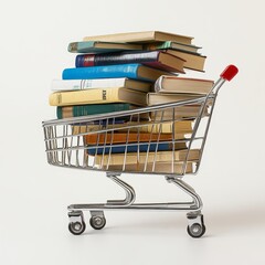 Mini Medical Library in Shopping Cart - 3D Rendering with Photorealistic Effect | High-Resolution Professional Product Photography