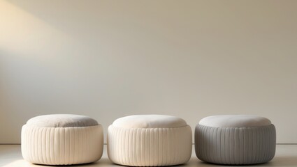 Cozy Round Stools in Soft Textures and Light Colors.