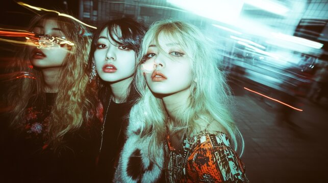 Gyaru pop punk group embodies Harajuku style at Shibuya Station in a fun photoshoot