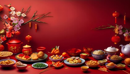 Fototapeta premium Festive Chinese New Year Food Decorations