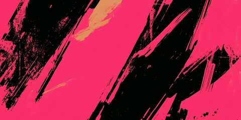 Abstract pink black brushstrokes art background.