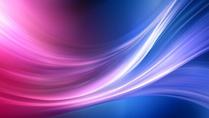Obraz premium Gradient waves in blue and pink for a modern tech background, complemented by dynamic neon pink and blue light trails