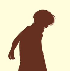 冬の幸せそうな男性　影絵