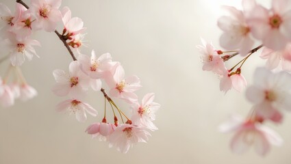 Obraz premium Elegant Cherry Blossoms on Pastel Background.