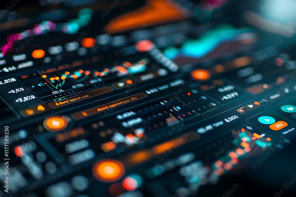 Poster digital currency exchange platform with real-time trading charts, graphs, and various crypto assets 