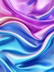 Obraz premium Abstract 3D Wave Gradient Silk Fabric Background - Fluid silk waves, vibrant gradient colors, smooth texture, luxurious feel, abstract art. Symbolizing elegance, fluidity, luxury, serenity, and transf
