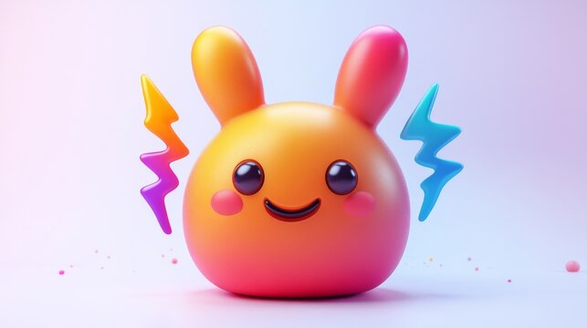Energetic Gradient Bunny with Zappy Bolts for a Happy Mood