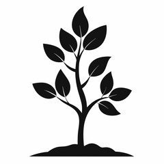 Sapling of Dreams Black Silhouette Vector Illustration