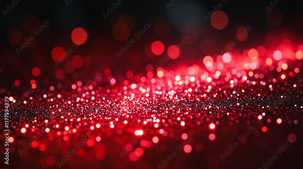 Poster red glitter sparkles: a captivating abstract image of shimmering red glitter against a black backgro