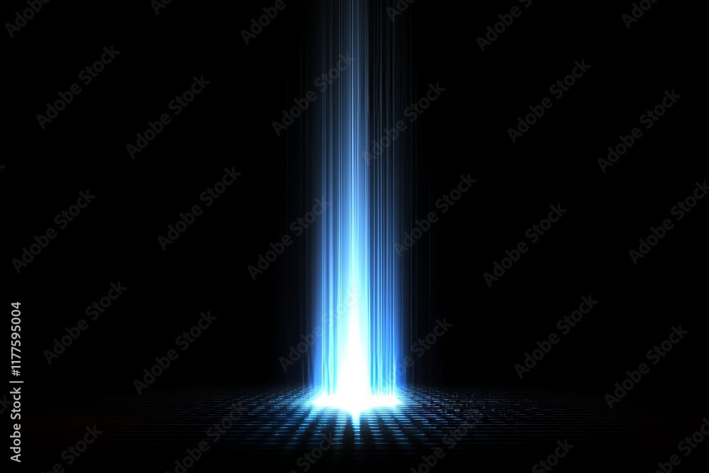 Poster on a computer screen background, blue digital binary data is shown