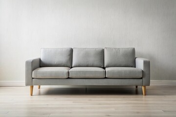 Modern Minimalist Gray Sofa in Contemporary Living Room Interior Design