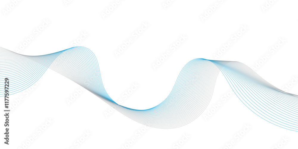 Aufkleber wave flowing liquid line abstract background. black and white vector design 3d lines in perspective,