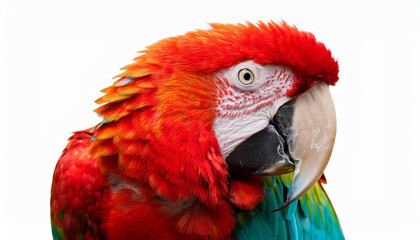 Fototapeta premium colorful macaw parrot with vibrant feathers isolated on white background ideal for tropical and exotic design projects
