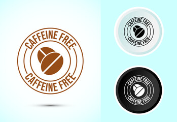 Caffeine free icon design illustration, No caffeine badge, sticker label design