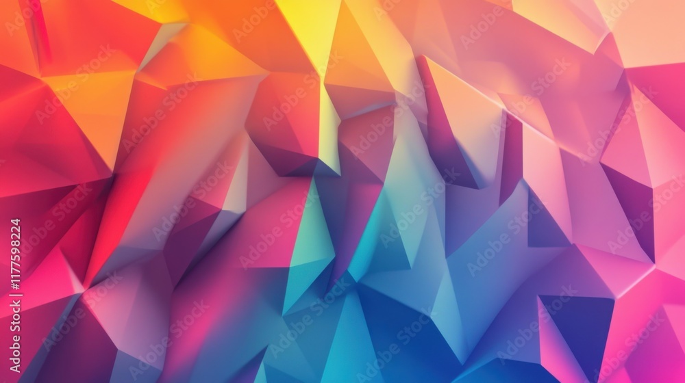 Poster colorful gradients and dynamic polygon shapes with a vibrant abstract geometric background.
