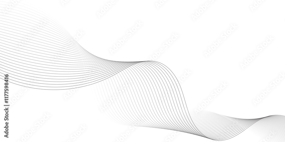 Poster wave flowing liquid line abstract background. black and white vector design 3d lines in perspective,
