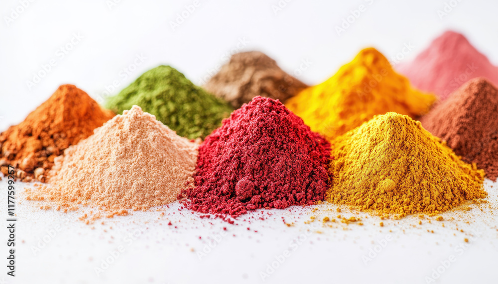 Aufkleber vibrant explosion of multicolored powders and spices on display