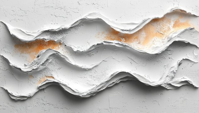 Macro view of textured white abstract art painting with unique oil brushstrokes and palette knife techniques on canvas, forming a cohesive pattern