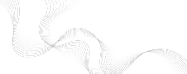 Gray wave curve lines abstract background with flowing particles. Digital energy waves technology concept. Modern backdrop design for business, presentation, banner.