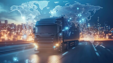 Logistics international delivery concept, World map with logistic network distribution on background.background for Concept of fast or instant shipping, Online goods orders worldwide