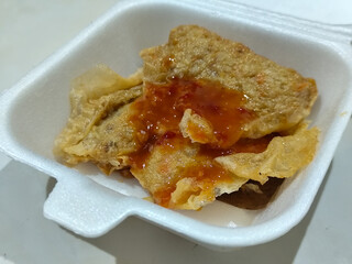 Shrimp Lumpia from Mie Gacoan Resto. Fried dimsum made from spring roll skin filled with shrimp mixture and then fried.