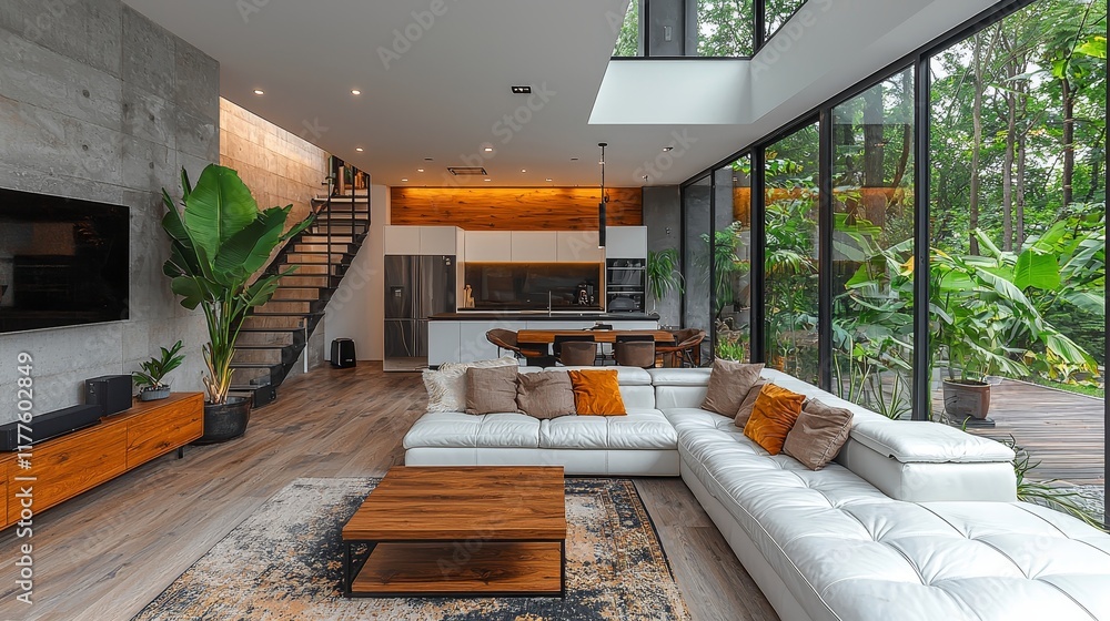 Aufkleber sleek open space living: creating a spacious and minimal environment, free from clutter
