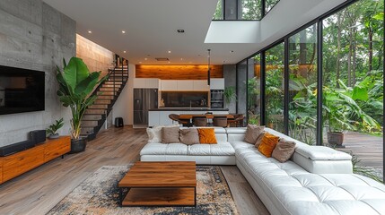 Sleek Open Space Living: Creating a spacious and minimal environment, free from clutter