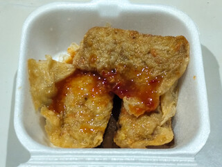 Shrimp Lumpia from Mie Gacoan Resto. Fried dimsum made from spring roll skin filled with shrimp mixture and then fried.