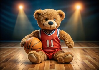 Motivational Teddy Bear Basketball Player - Stock Photo