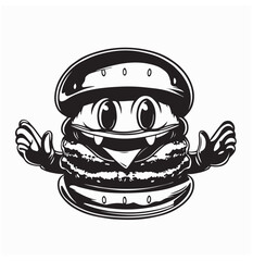 Burger Mascot Stock Illustrations isolated on white background.