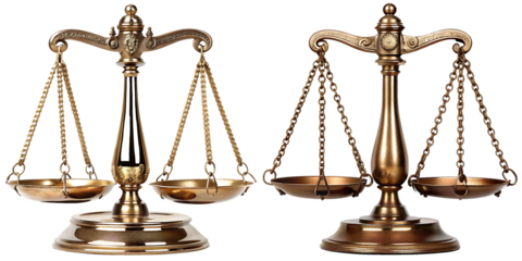 set of scales of justice cut out isolated on white background PNG.AI GENERATED