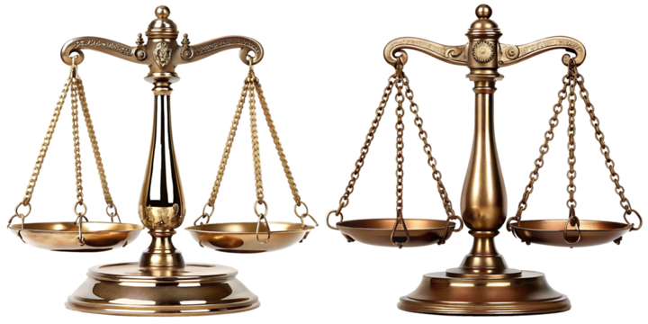 set of scales of justice cut out isolated on white background PNG.AI GENERATED