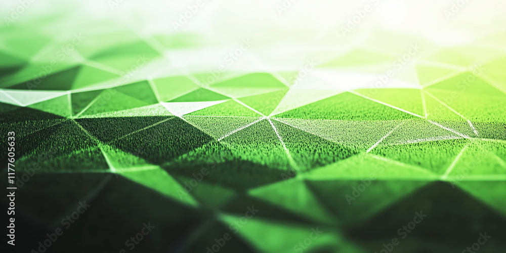 Poster green geometric background forming triangular pattern with light effect
