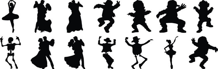 Dancer silhouette set vector design big pack of dance illustration and icon