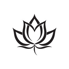 Minimalistic Monochrome Lotus Flower Icon Design, lotus silhouette.