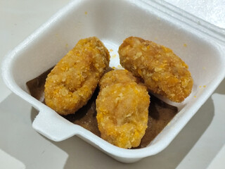 Udang keju or cheese prawns Food menu at Mie Gacoan restaurant.