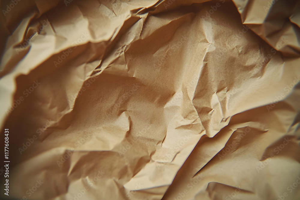 Aufkleber abstract texture of crumpled brown paper; background image with folds and creases, showcasing a rust
